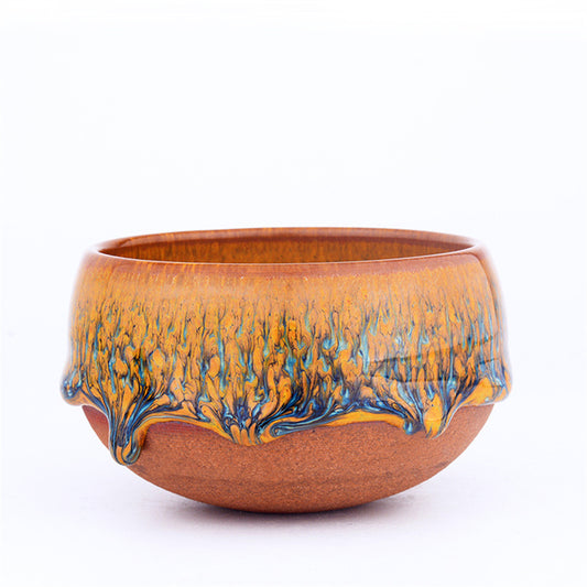 Jianzhan Tenmoku Tea Cup With Rivers And Mountains Pattern Handmade by Tianmu Glaze Best Gift for Kung Fu Tea Ceremony as Master Tea Bow