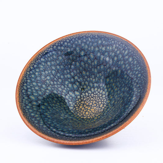 Jianzhan Tenmoku Tea Cup Named Blue Roc Handmade by Tianmu Glaze Best Gift for Kung Fu Tea Ceremony Yoga and Meditation as Master Tea Bow