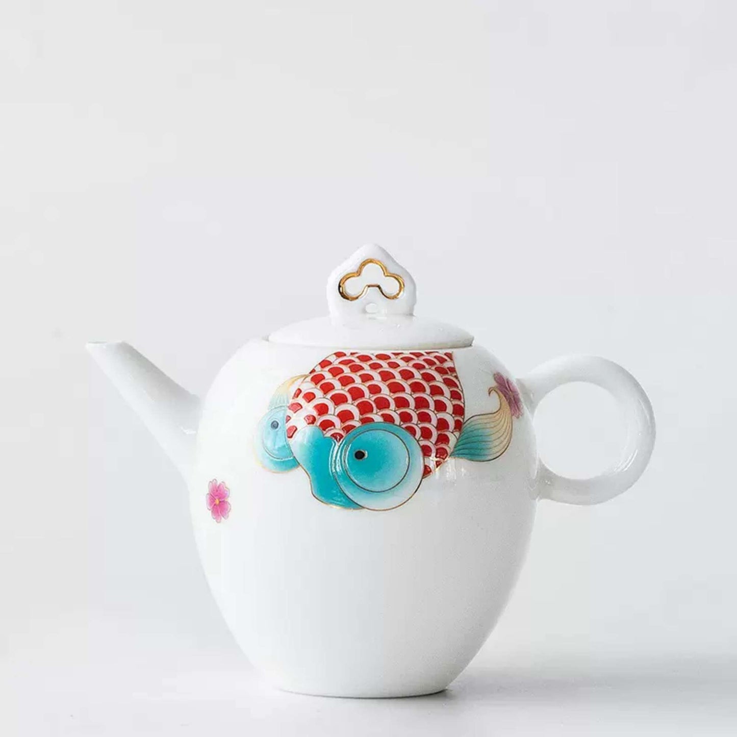 White Porcelain Teapot Named Cute Koi Best Gift For Kung Fu Tea Ceremony Ornaments For Home Decor