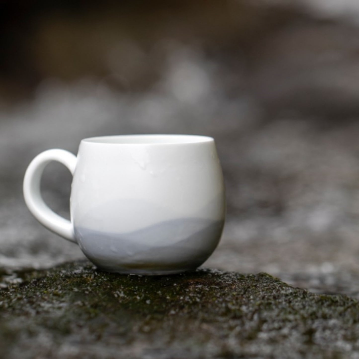 White Porcelain Tea Mug Named Mountain Range Handmade by Kaolin Glaze Best Gift for Kung Fu Tea Ceremony or Coffee Time