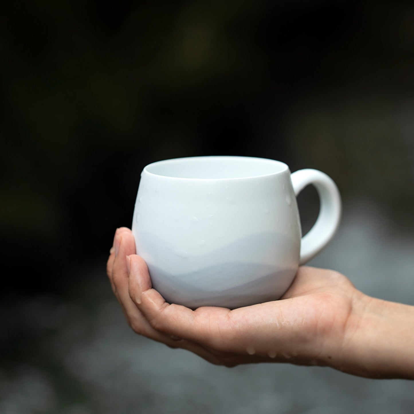 White Porcelain Tea Mug Named Mountain Range Handmade by Kaolin Glaze Best Gift for Kung Fu Tea Ceremony or Coffee Time